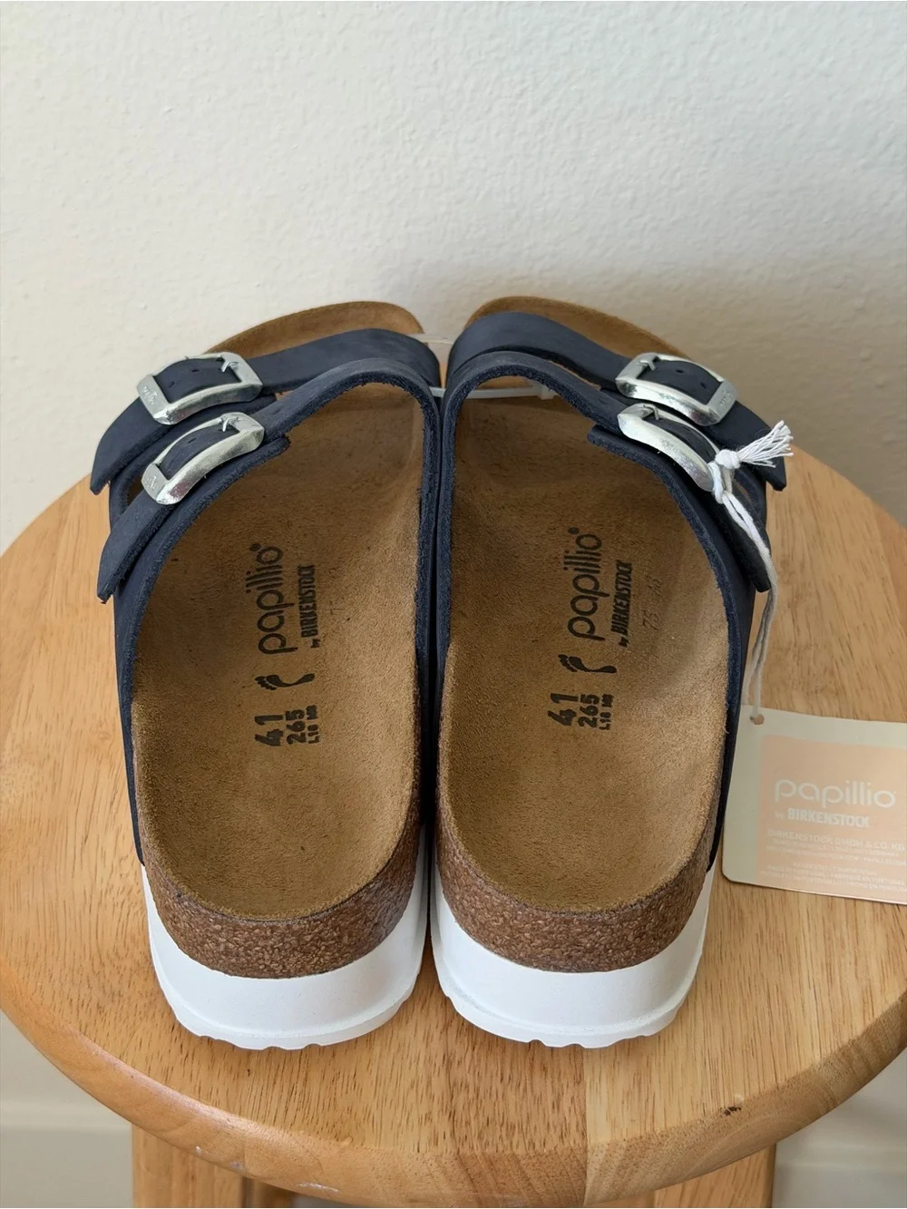 NWT Papillio Birkenstock Navy Nubuck Platform Sandals EU 41